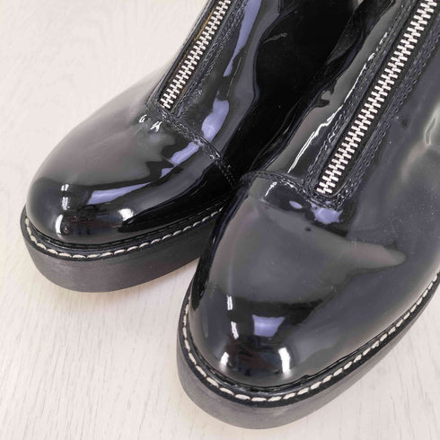 ザラ ZARA WOMAN エナメル フロントジップ ショートブーツ レディース EUR:39