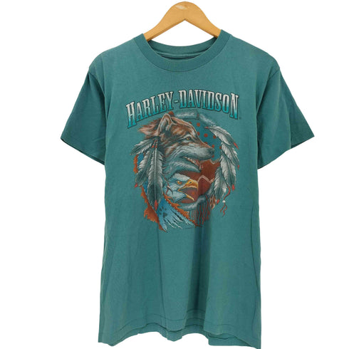 ハーレーダビッドソン HARLEY-DAVIDSON ©1996 H・D シングルステッチ 両面プリント半袖Tシャツ Wolf Eagle Tshirt メンズ