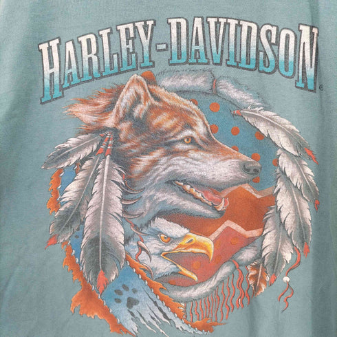 ハーレーダビッドソン HARLEY-DAVIDSON ©1996 H・D シングルステッチ 両面プリント半袖Tシャツ Wolf Eagle Tshirt メンズ