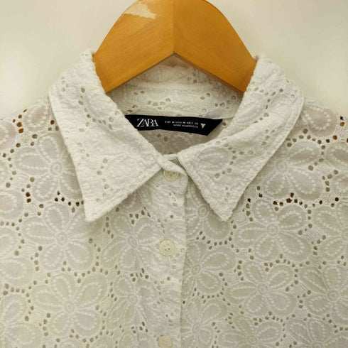 ザラ ZARA フラワーデザインレース L/Sブラウス レディース import:M