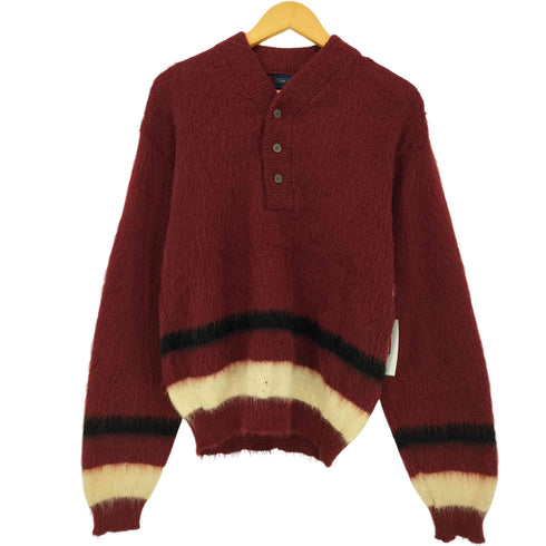 ヴァンヒューゼン VAN HEUSEN 60s 紺タグ モヘアウールハーフボタンニットプルオーバー メンズ import:S