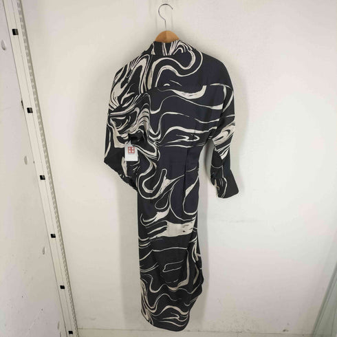 ザラ ZARA 総柄ポリエステル地マキシ丈タックシャツワンピース レディース import:S