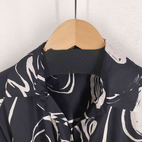 ザラ ZARA 総柄ポリエステル地マキシ丈タックシャツワンピース レディース import:S