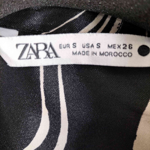 ザラ ZARA 総柄ポリエステル地マキシ丈タックシャツワンピース レディース import:S