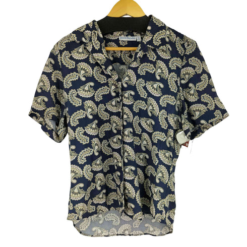 DAVID BROOKS MADE IN USA 総柄オープンカラー S/S シャツ レディース 10