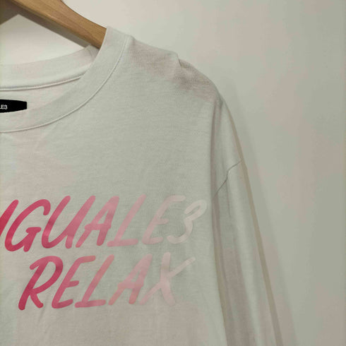 ウノピゥウノウグァーレトレリラックス 1PIU1UGUALE3 RELAX ロゴプリント クルーネック ロングスリーブ Tシャツ ロンT メンズ XXL