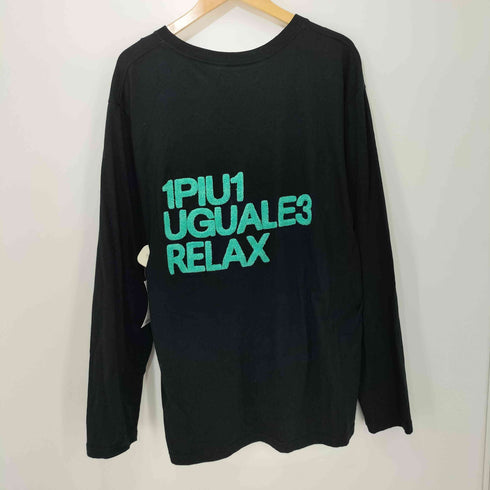 ウノピゥウノウグァーレトレリラックス 1PIU1UGUALE3 RELAX ロゴ刺繍 バックロゴ エンボス ロゴ刺繍 クルーネックロングスリーブ Tシャツ メンズ XXL