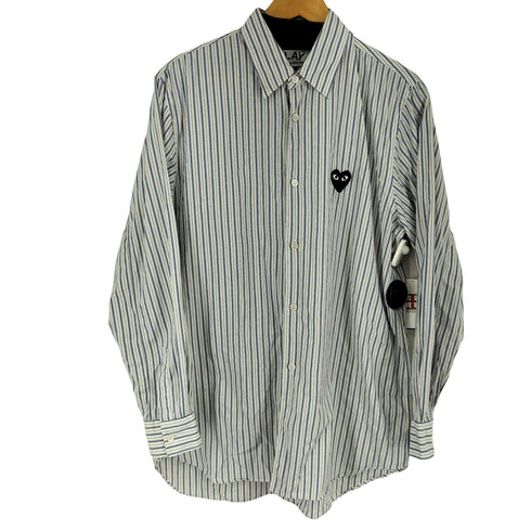 プレイコムデギャルソン PLAY COMME des GARCONS ハートワッペンストライプシャツ メンズ JPN:L