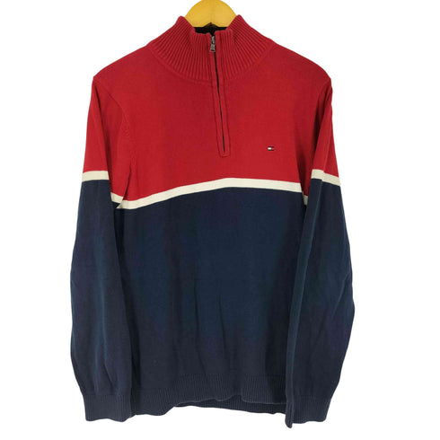 トミーヒルフィガー TOMMY HILFIGER バイカラーハーフジップニット メンズ import:XL