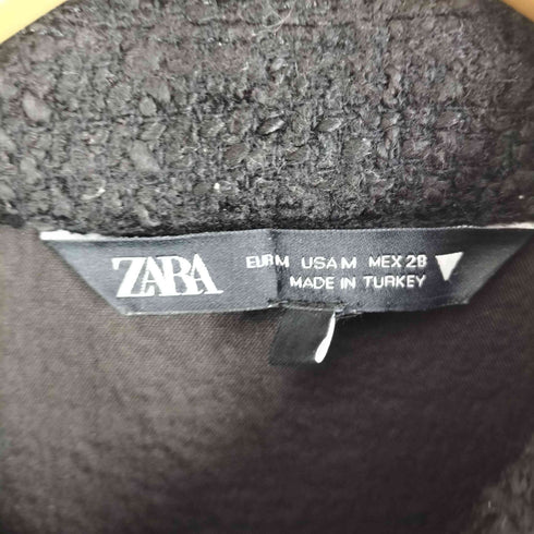 ザラ ZARA ダブル フラップポケット ツイード ショート丈 ジャケット レディース import:M