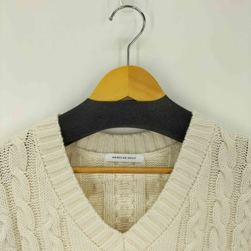 アメリカンホリック AMERICAN HOLIC ざっくりVネックケーブルニットプルオーバー レディース JPN:L