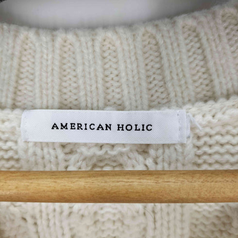 アメリカンホリック AMERICAN HOLIC ざっくりVネックケーブルニットプルオーバー レディース JPN:L