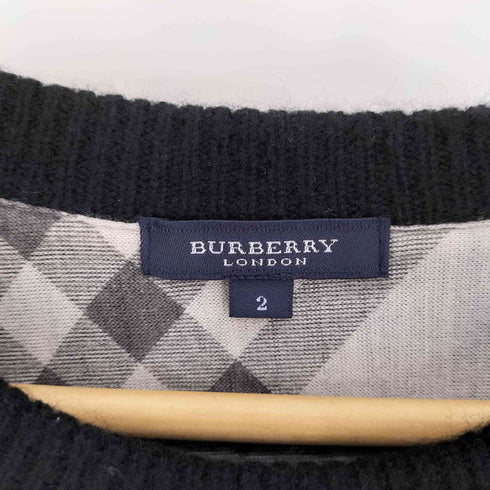 バーバリーロンドン BURBERRY LONDON カシミヤ 混 ウール 裾 プレート クルーネック ニット レディース 2