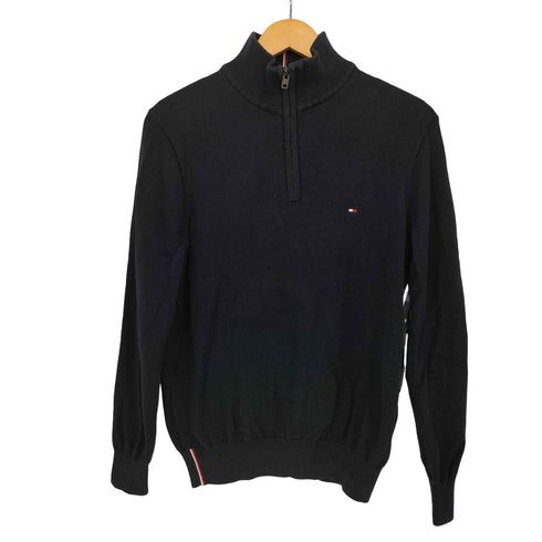 トミーヒルフィガー TOMMY HILFIGER ロゴ 刺繍 ハーフジップ ニット レディース import:M