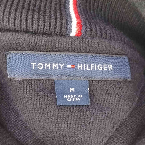 トミーヒルフィガー TOMMY HILFIGER ロゴ 刺繍 ハーフジップ ニット レディース import:M