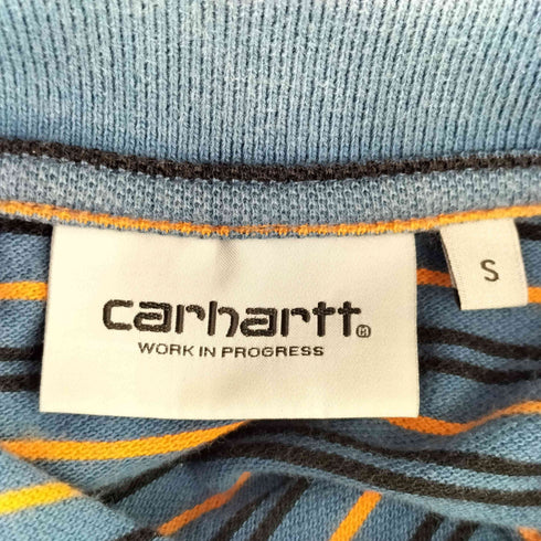 カーハートワークインプログレス Carhartt WIP AKRON POLO ロゴ 刺繍 鹿の子 ボーダー ポロ シャツ メンズ S