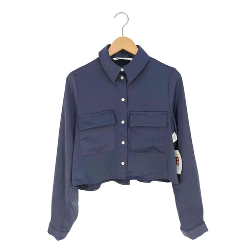ザラ ZARA CROPPED SATIN SHIRT クロップドサテンシャツ レディース import:S