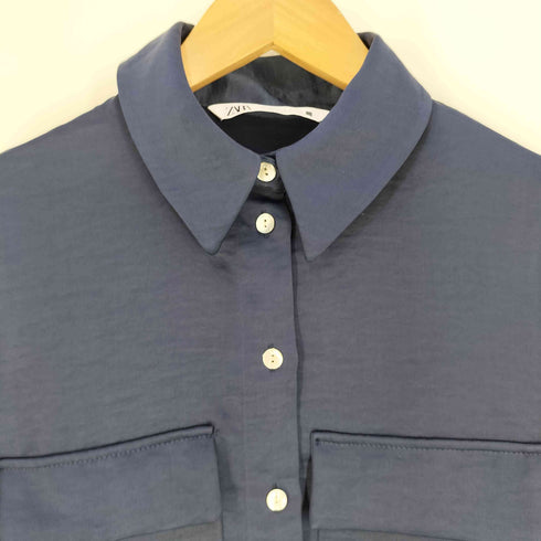 ザラ ZARA CROPPED SATIN SHIRT クロップドサテンシャツ レディース import:S