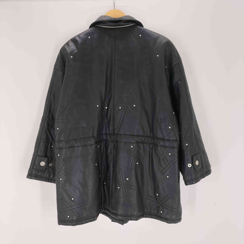 クレージュ courreges paris クロスデザイン ジップアップ 比翼レザージャケット レディース 38