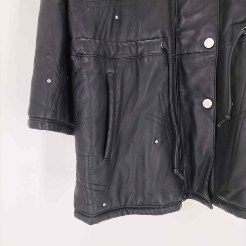 クレージュ courreges paris クロスデザイン ジップアップ 比翼レザージャケット レディース 38