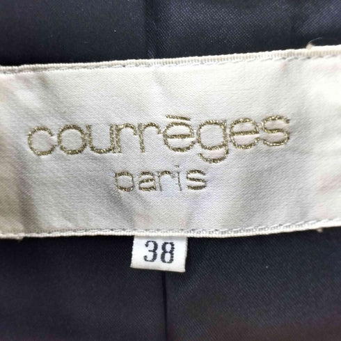 クレージュ courreges paris クロスデザイン ジップアップ 比翼レザージャケット レディース 38