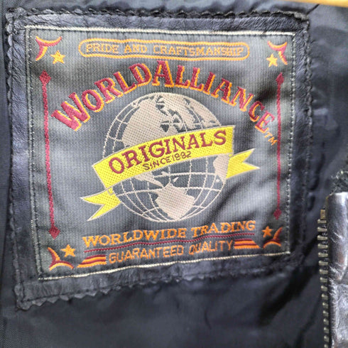 WORLD ALLIANCE レザーボンバージャケット メンズ