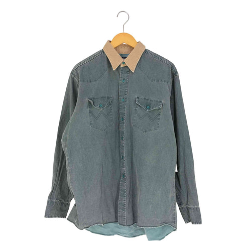 ラングラー Wrangler 80s USA製 エルボーパッチ 襟切替 コットン ウエスタンシャツ メンズ 17-35