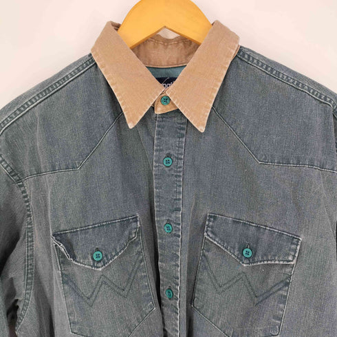 ラングラー Wrangler 80s USA製 エルボーパッチ 襟切替 コットン ウエスタンシャツ メンズ 17-35