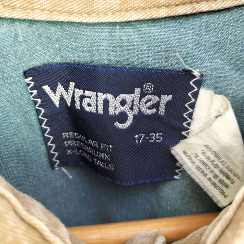 ラングラー Wrangler 80s USA製 エルボーパッチ 襟切替 コットン ウエスタンシャツ メンズ 17-35