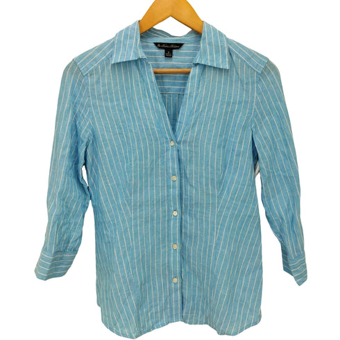 ブルックスブラザーズ BROOKS BROTHERS リネン ストライプ L/S スキッパーシャツ レディース US:0-2