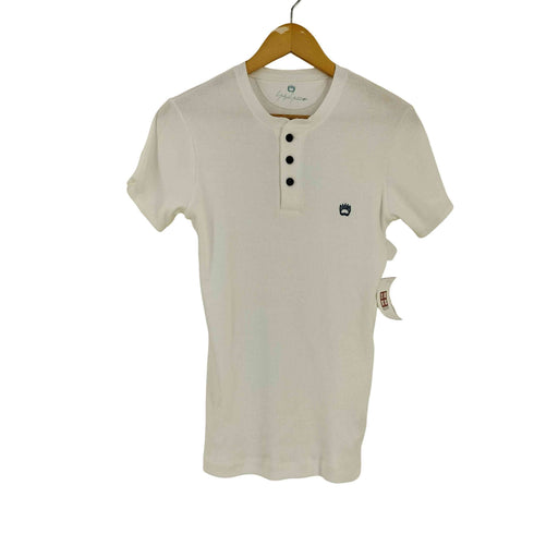 ヨウジヤマモト Yohji Yamamoto EMBROIDERY NAME PRINT HENLEY NECK メンズ JPN:3