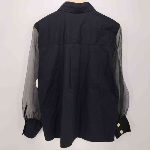 ザラ ZARA コントラストオーガンザ シャツ レディース XS