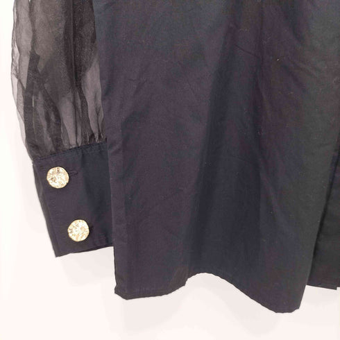ザラ ZARA コントラストオーガンザ シャツ レディース XS