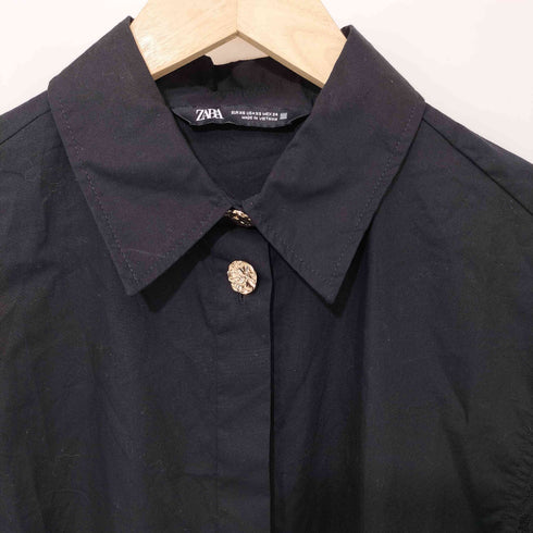 ザラ ZARA コントラストオーガンザ シャツ レディース XS