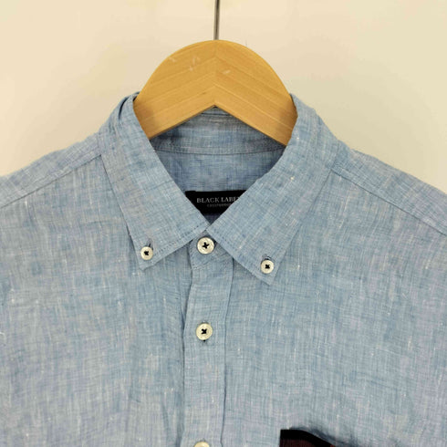 ブラックレーベルクレストブリッジ BLACK LABEL CRESTBRIDGE ポケット 切替 リネン シャンブレー S/S シャツ メンズ import:M