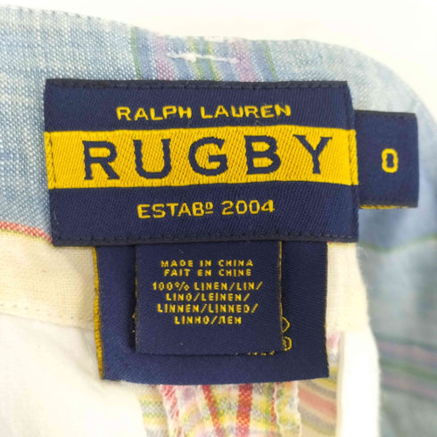 ラグビーラルフローレン Rugby Ralph Lauren リネン100 チェック柄ショートパンツ レディース JPN:0