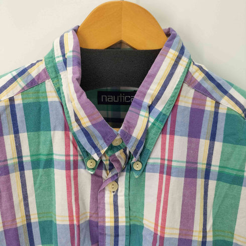 ノーティカ NAUTICA 80S ロゴ刺繍 半袖ボタンダウンシャツ メンズ import:L