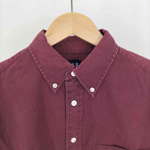 ギャップ Gap 90-00S 紺タグ ボタンダウン L/S シャツ バーガンディー メンズ import:S