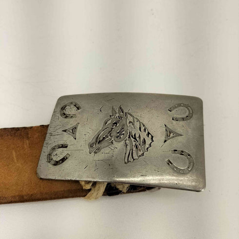 CHAMBERS USA製 ホースバックル レザーカービングベルト メンズ