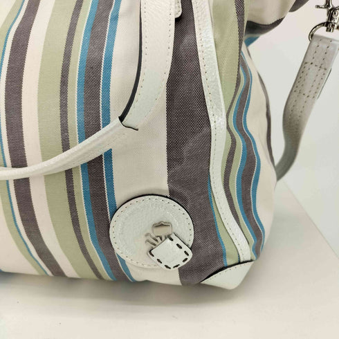ペレボルサ PELLE BORSA 2WAY ロゴパッチ ストライプ ショルダー バッグ レディース