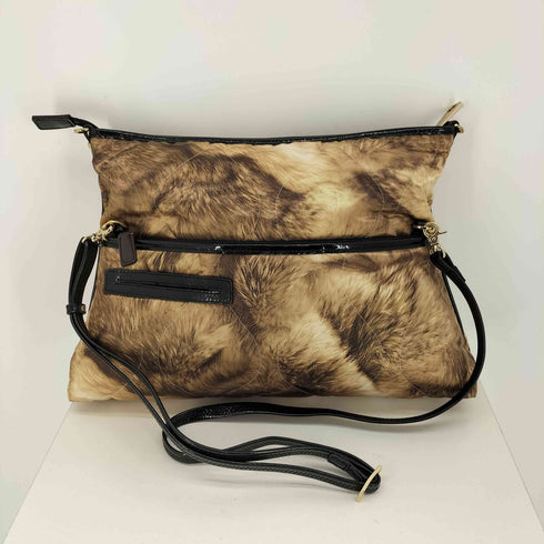 ペレボルサ PELLE BORSA 2WAY ロゴパッチ ファープリント クラッチ ショルダー バッグ レディース
