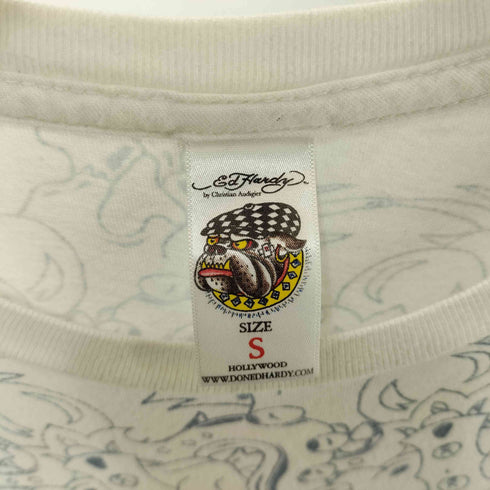 ED HARDY BY CHRISTIAN AUDIGIER 両面プリント スカル ラインストーン クルーネックTシャツ レディース import:S