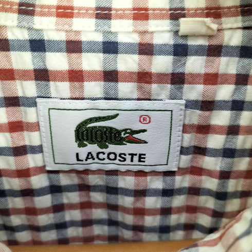 ラコステ LACOSTE ロゴ刺繍 トリコロール サッカー ハーフボタンシャツワンピース レディース 40
