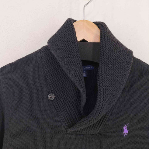 ラルフローレン RALPH LAUREN ショールカラー コットンニット ポニー刺繍 レディース import:L