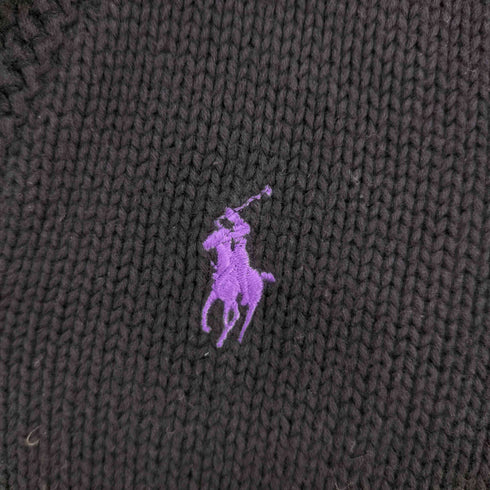 ラルフローレン RALPH LAUREN ショールカラー コットンニット ポニー刺繍 レディース import:L