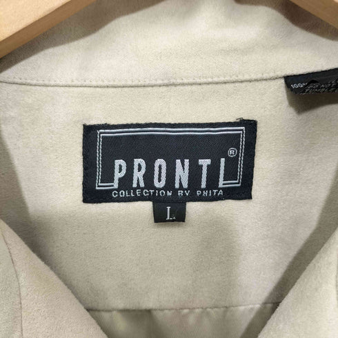 PRONTI 80-90s マイクロスウェード バイカラー ロングスリーブ オープンカラーシャツ メンズ JPN:L