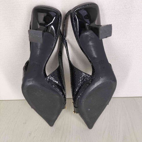 ザラ ZARA ビット パイソン型押し バックスリング パンプス レディース EUR:37