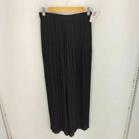 ザラ ZARA Black Plisse Wide Leg Trousers レディース import:M