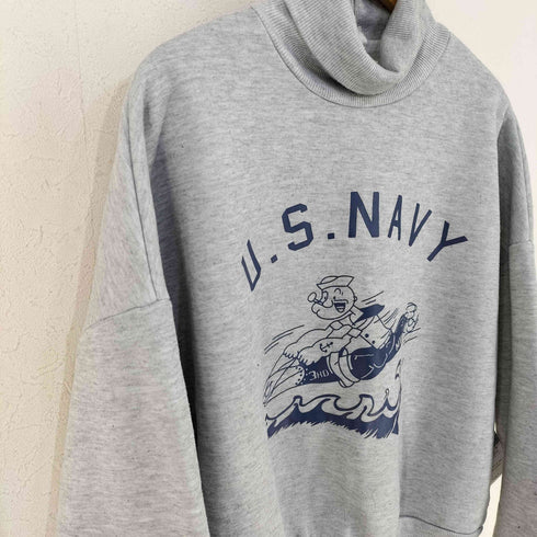 フロントキャラクターラバープリント ハイネック霜降りスウェット U.S.NAVY メンズ