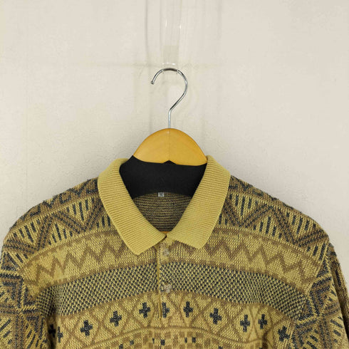 80s COTEDAZUR 3Dニット コットンリネンポロシャツ JAPANESE メンズ JPN:M